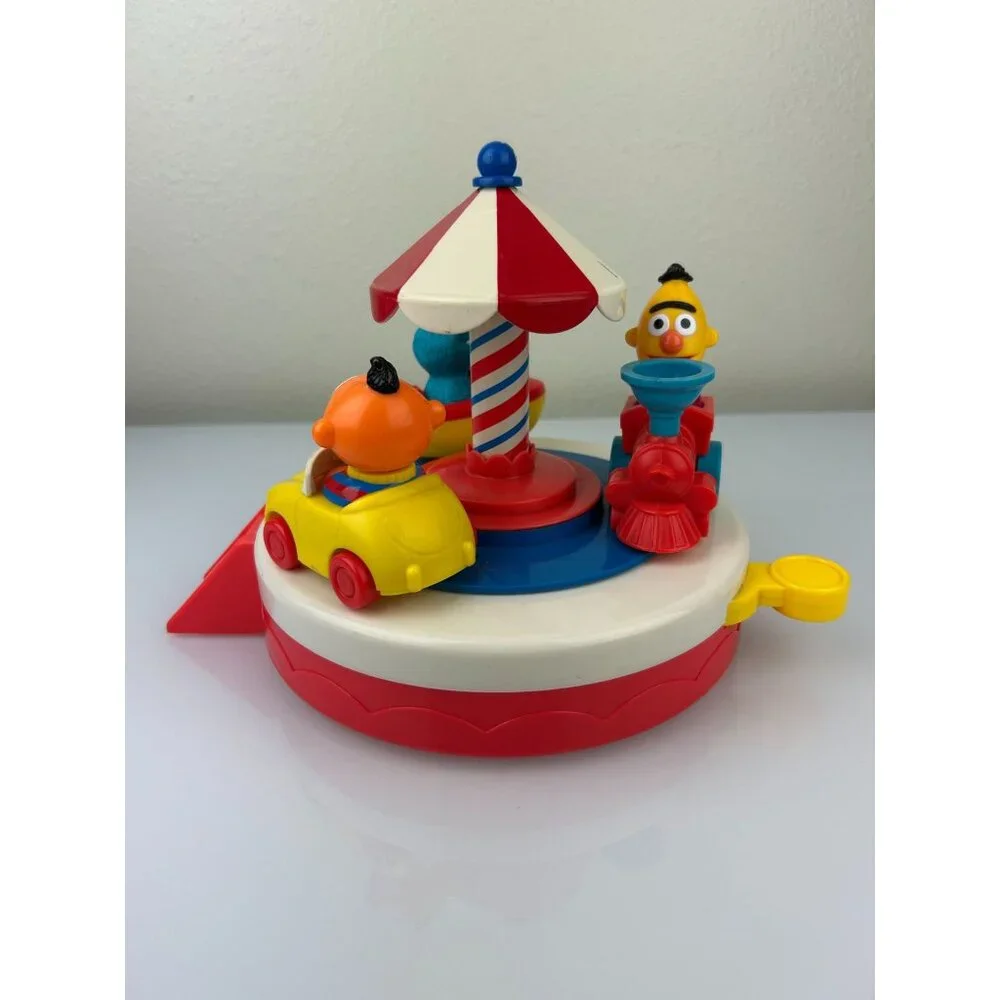 Illco Sesame Street Carousel Express Toy Moving Chime Cookie Monster Ernie VTG